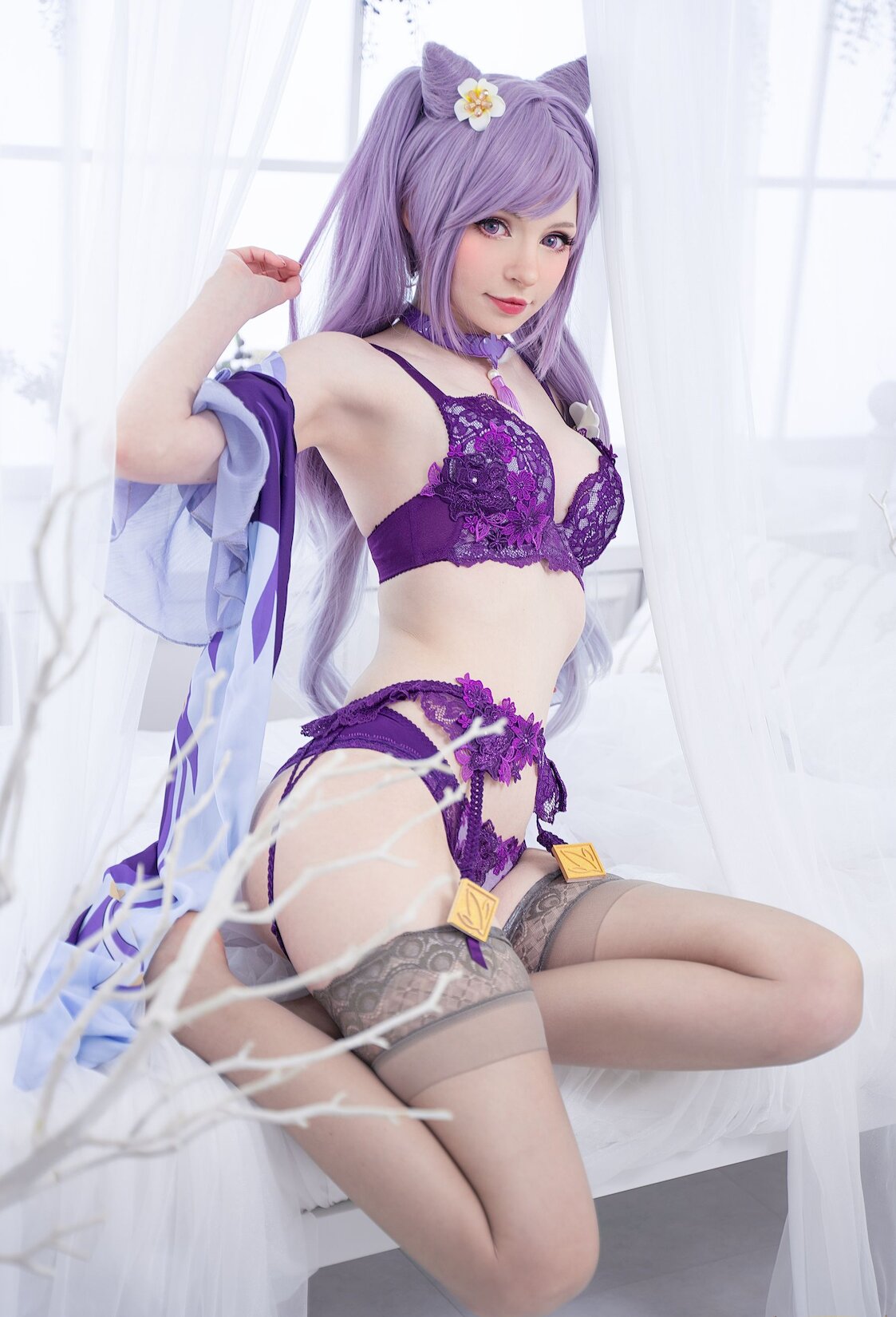 [Ůcosplay] Peach milky – Keqing Genshin Impact/114P